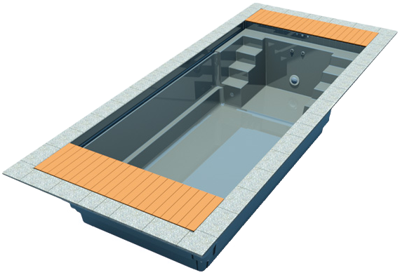 Outdoor Pool mit Fertigbecken